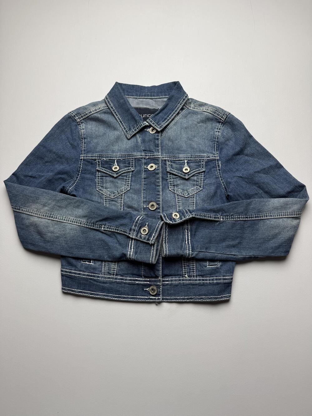 Maurices Denim Jacket Womens Small Blue Jean Button Front Pockets Classic Casual